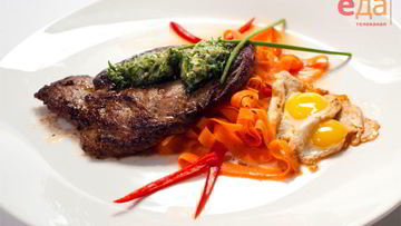 Рецепт Минутного стейка со смайл-глазуньей