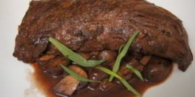 Рецепт стейка из говядины с грибным соусом