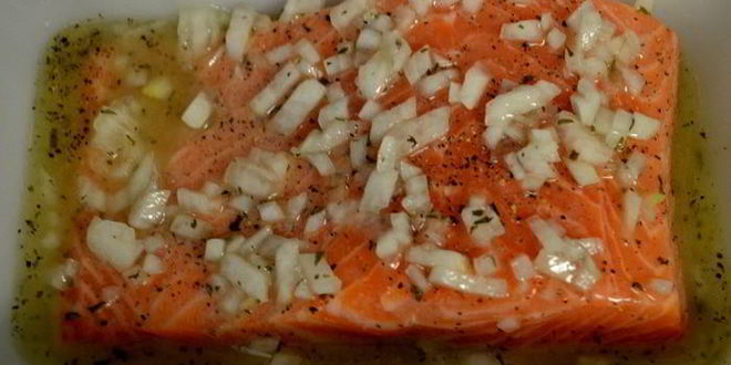 Рецепт стейка семги на вермут-маринаде