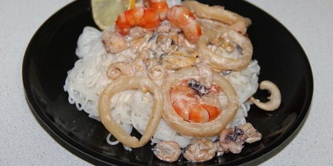 Рецепт Стеклянной лапши с морепродуктами