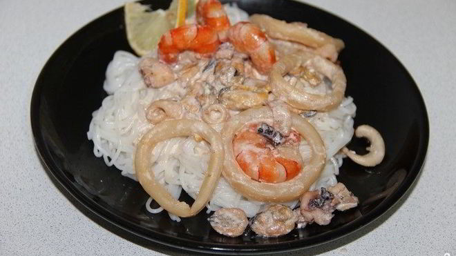 Рецепт стеклянной лапши с морепродуктами