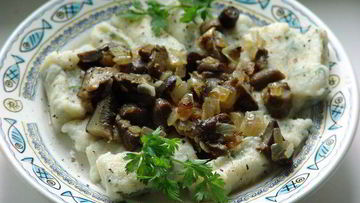 Рецепт Ленивых вареников с заправкой из грибов