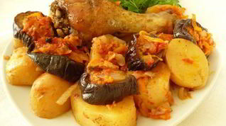 Рецепт Куриного жаркого с баклажанами и картофелем