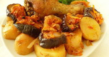 Рецепт Куриного жаркого с баклажанами и картофелем