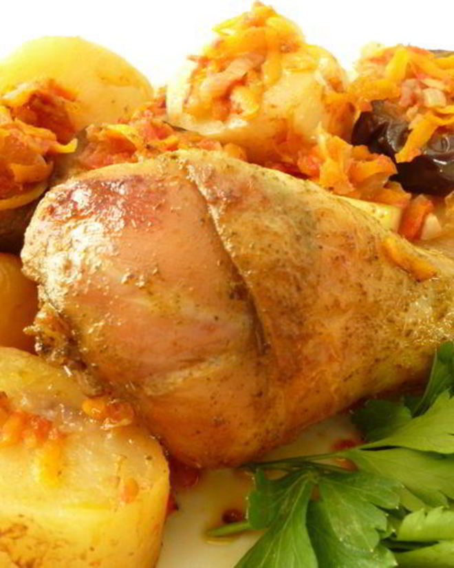 Рецепт куриного жаркого с баклажанами и картофелем