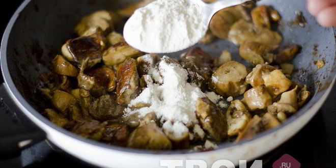 Рецепт жаркого из говядины с белыми грибами