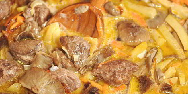 Рецепт жаркого из говядины с грибами
