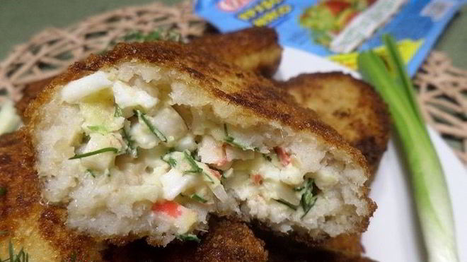 Рецепт рыбных зраз с крабовым мясом