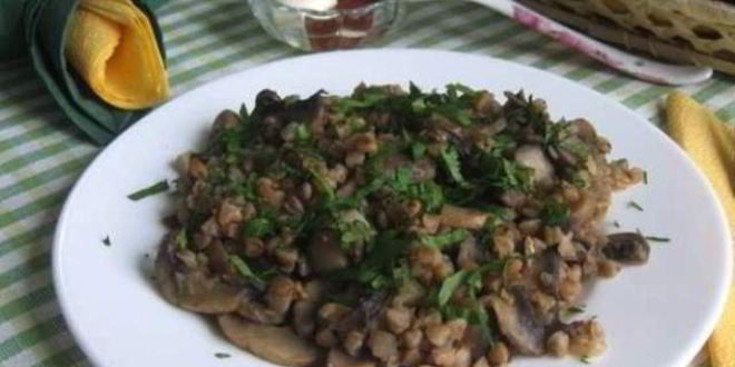 Рецепт Гречки с грибами и луком