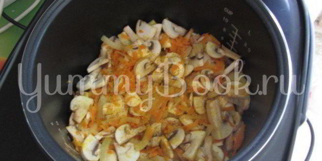 Рецепт гречки с грибами, куриной печенью и сердцами в мультиварке