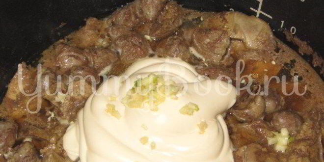 Рецепт гречки с грибами, куриной печенью и сердцами в мультиварке