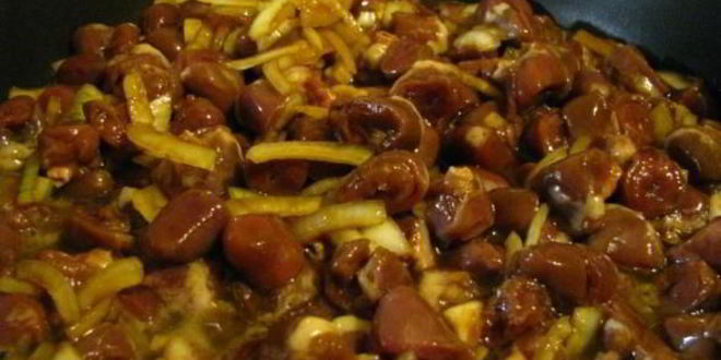 Рецепт гречки с куриными сердечками