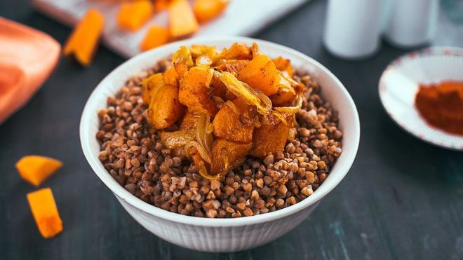 Рецепт гречки с печеной тыквой