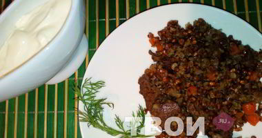 Рецепт Гречки в казане с печенью