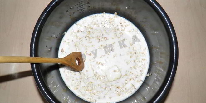 Рецепт каши овсяной в мультиварке на молоке