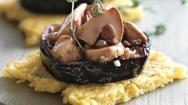 Рецепт поленты с баклажанами и грибами