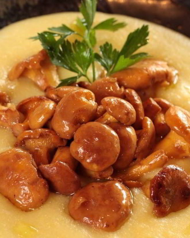 Рецепт поленты с лисичками