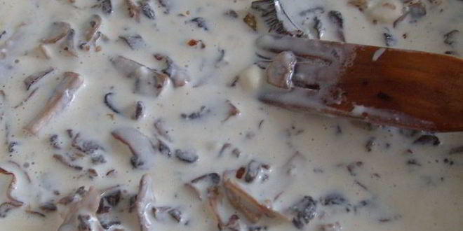 Рецепт поленты, жаренной с грибами и соусом дор блю