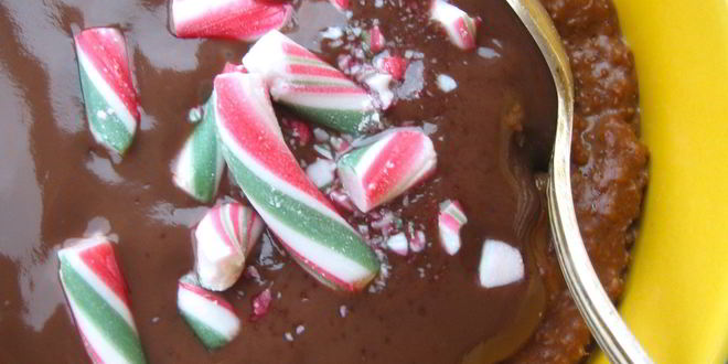 Рецепт Овсяной каши с шоколадным пудингом и мятной карамелью