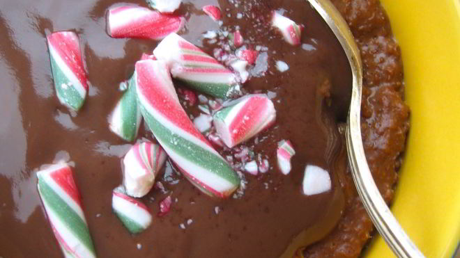 Рецепт овсяной каши с шоколадным пудингом и мятной карамелью