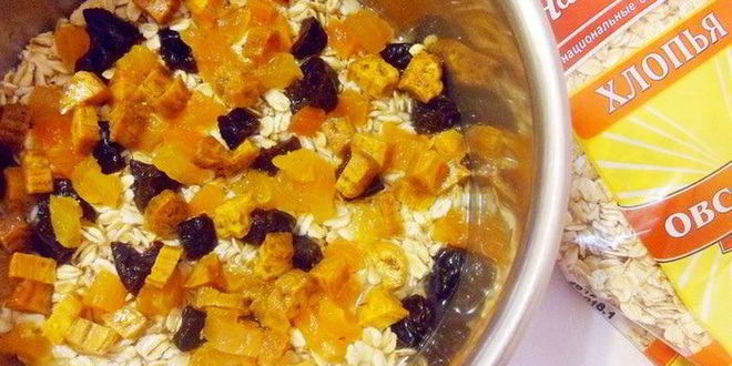 Рецепт овсяной каши с сухофруктами