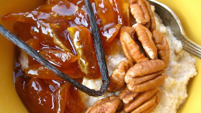 Рецепт овсяной каши с ванилью, кумкватом и пеканом