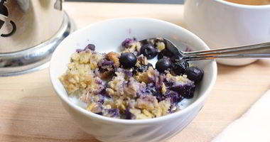 Рецепт Запеченной овсянки с черникой и бананом