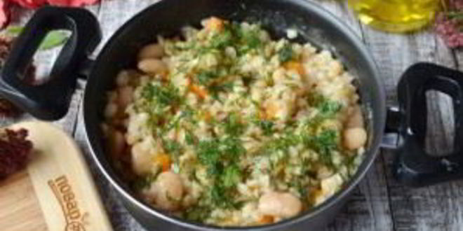 Рецепт перловой каши с фасолью, тыквой и беконом