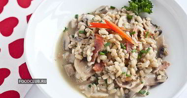 Рецепт Перловой каши с грибами и беконом