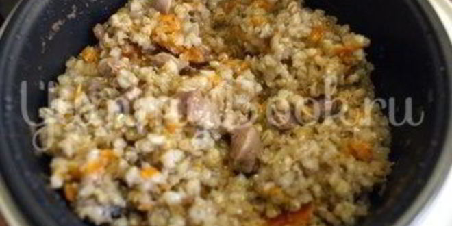 Рецепт перловой каши с куриными желудочками в мультиварке