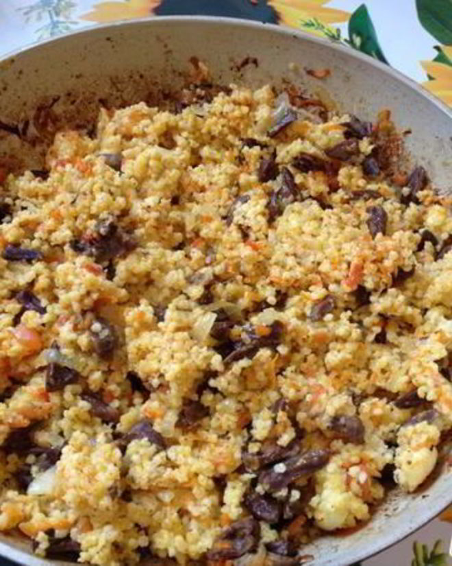 Рецепт пшенной каши с куриными сердечками