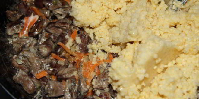 Рецепт пшенной каши с куриными сердечками