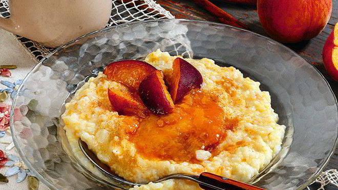 Рецепт рисова-пшенной каша с персиками