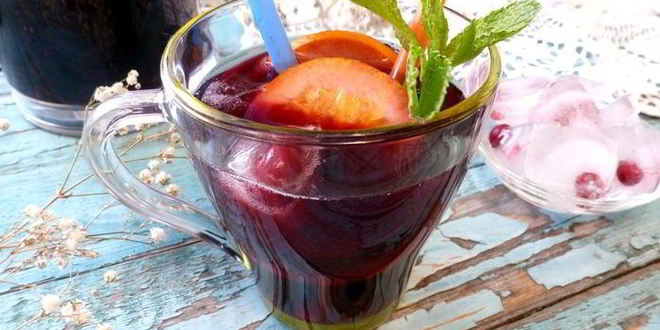 Рецепт Черничного холодного чая с мятой и базиликом