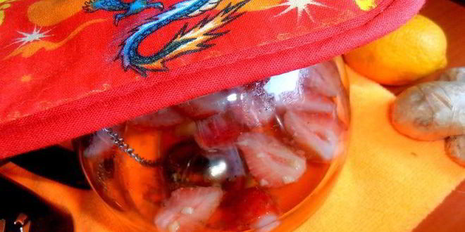 Рецепт имбирного чая с клубникой