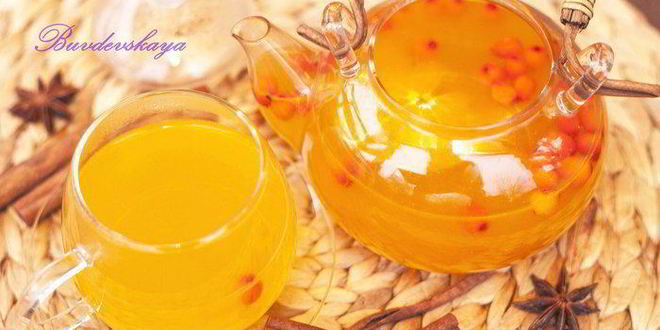 Рецепт Праздничного чая из облепихи с апельсином