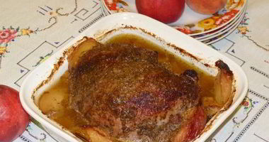 Рецепт Запеченной телятины с вином и персиками