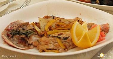 Рецепт Морской рыбы фламбе с виски и грушей