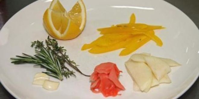 Рецепт морской рыбы фламбе с виски и грушей