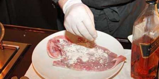 Рецепт морской рыбы фламбе с виски и грушей