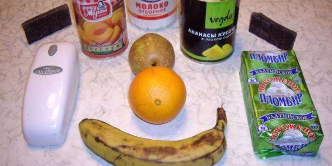 Рецепт коктейля молочного с кусочками фруктов и шоколада