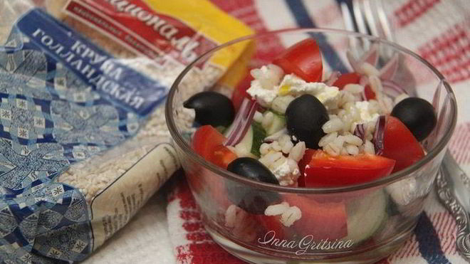 Рецепт греческого салата с перловкой