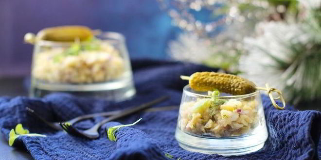 Рецепт картофельного салата с белой рыбой