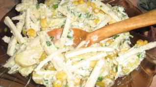 Рецепт Картофельного салата с чесночным крем-соусом