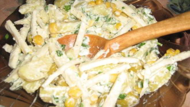 Рецепт картофельного салата с чесночным крем-соусом