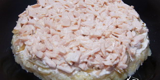 Рецепт салата из картофеля с копченой курицей