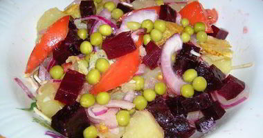 Рецепт Теплого картофельного салата с крымским луком