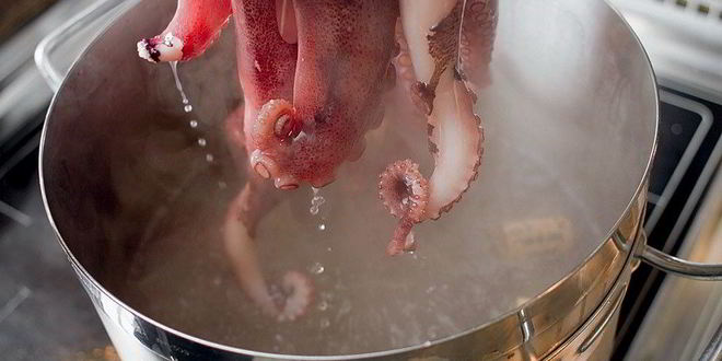 Рецепт теплого салата с картофелем и осьминогом