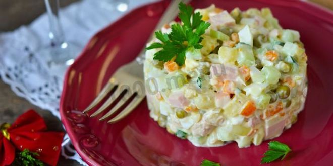 Рецепт Оливье классический со свежими огурцами