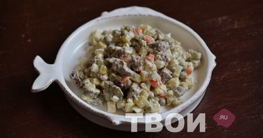 Рецепт Оливье с говядиной